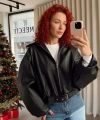 Yeni Sezon Suni Oversize Bomber Deri Ceket