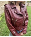 Kadın Bordo Deri Ceket