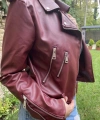 Kadın Bordo Deri Ceket