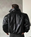 Siyah Bomber Deri Mont