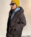 Kadın Siyah Kapüşonlu Oversize Şişme Mont