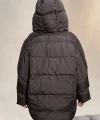 Kadın Siyah Kapüşonlu Oversize Şişme Mont