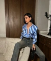 Çok Renkli Dikey Çizgili Premium Saten Gömlek - Retro Şık Tasarım