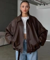 Yeni Sezon Suni Oversize Bomber Deri Ceket
