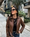 Kadın Kahverengi Suni Deri Ceket