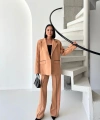 Kadın Çizgi Biyeli Blazer Ceket Pantolon Takım Elbise