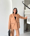 Kadın Çizgi Biyeli Blazer Ceket Pantolon Takım Elbise