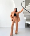 Kadın Çizgi Biyeli Blazer Ceket Pantolon Takım Elbise