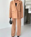Kadın Çizgi Biyeli Blazer Ceket Pantolon Takım Elbise