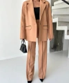 Kadın Çizgi Biyeli Blazer Ceket Pantolon Takım Elbise