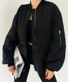 Unisex Siyah Oversize Bomber Ceket