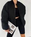 Unisex Siyah Oversize Bomber Ceket