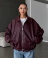 Kadın Oversize Deri Ceket– Oversize Relax Fit, Fermuarlı Kemer Detaylı Günlük Kadın Ceket