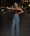 Kadın Taşlı Tasarım Kar Yıkama Mavi Yüksek Bel Trend Palazzo Jean Pantolon