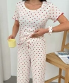 Saf %100 Pamuk Kısa Kol Kadın Pijama Takımı