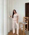 Saf %100 Pamuk Kısa Kol Kadın Pijama Takımı