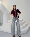 Yüksek Bel Wide Leg Salaş Jean Pantolon - Gri