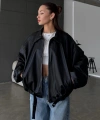 Kadın Oversize Deri Ceket– Oversize Fermuarlı Kemer Detaylı Günlük Kadın Ceket s
