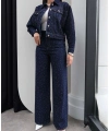 Taş Baskılı Denim İkili Takım