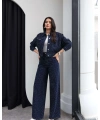Taş Baskılı Denim İkili Takım