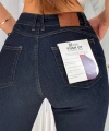 Yüksek Bel Kalça Şekillendirici Push-Up Özellikli Koyu Jean