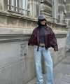 Yeni Sezon Suni Oversize Bomber Deri Ceket