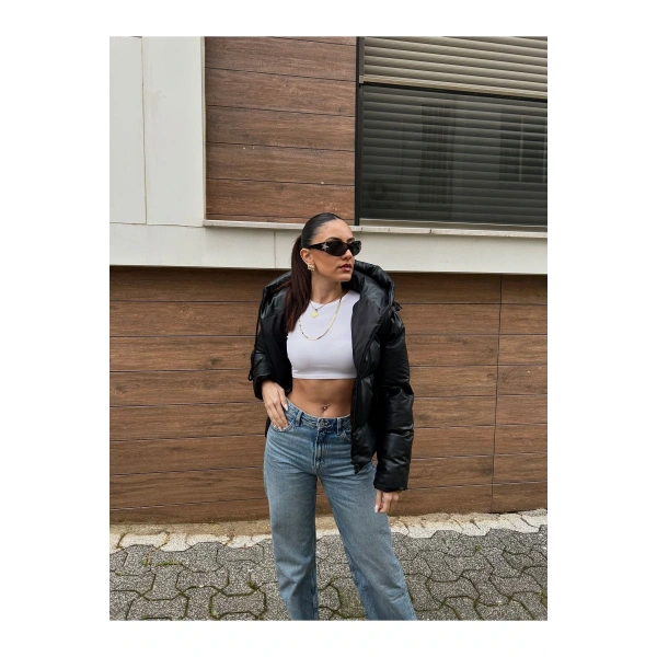 Kadın Deri Şişme Mont