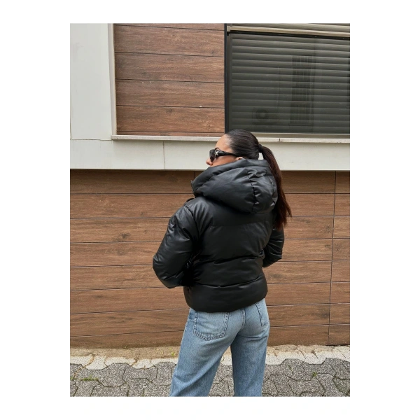 Kadın Deri Şişme Mont