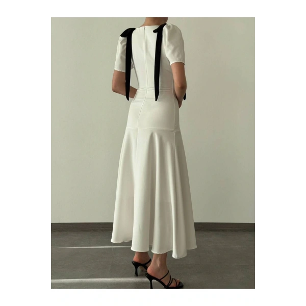 Kadın Omuz Fiyonklu Midiboy Elbise