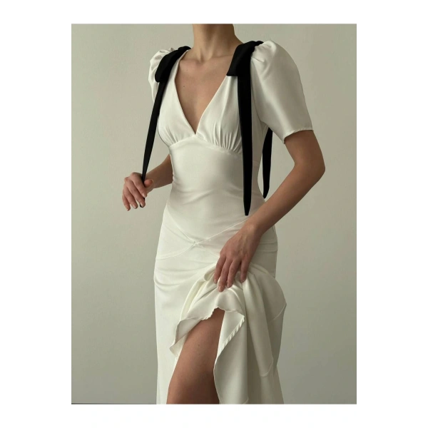 Kadın Omuz Fiyonklu Midiboy Elbise