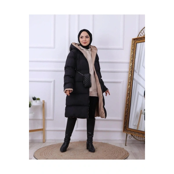 Regular Fit (GENİŞ KALIP) Çift Taraflı Uzun Şişme Mont