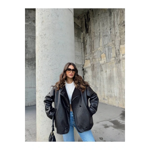 İçi Kürklü Oversize Ceket LQ