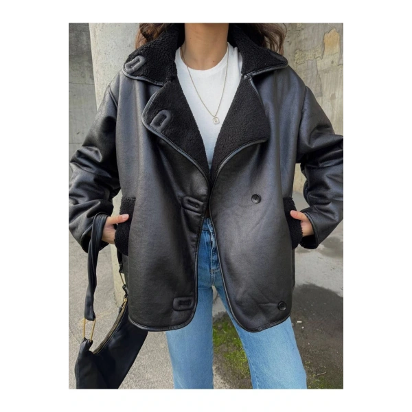 İçi Kürklü Oversize Ceket LQ