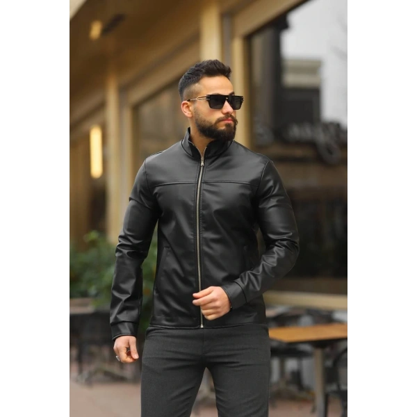 Erkek Hakim Yaka Deri Ceket
