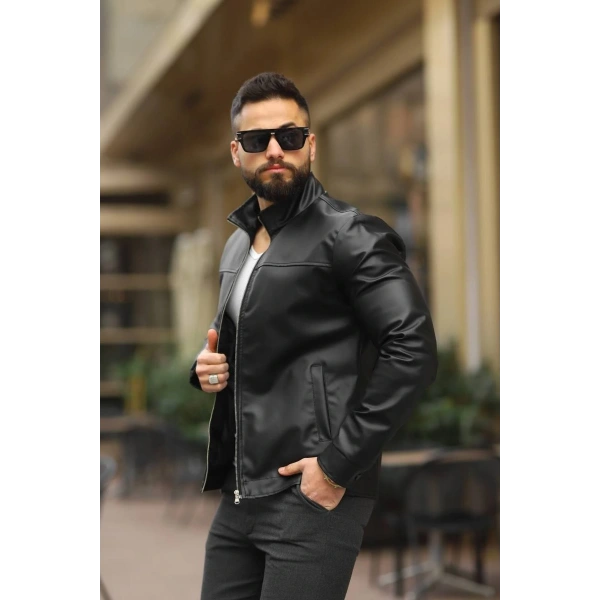 Erkek Hakim Yaka Deri Ceket