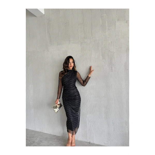 Sim Detayli Tül Elbise