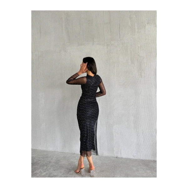 Sim Detayli Tül Elbise