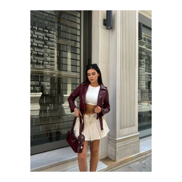 Kadın Deri Ceket Dikişsiz