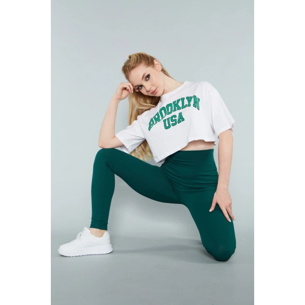 Zümrüt Fitilli Tayt Dikişsiz Toparlayıcı Yüksek Bel