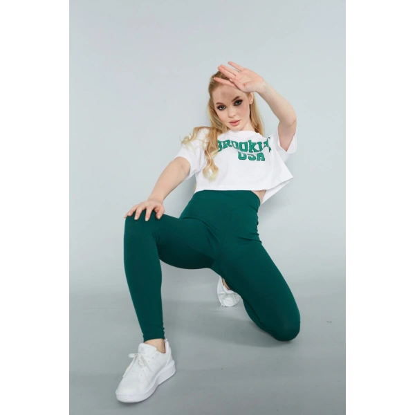 Zümrüt Fitilli Tayt Dikişsiz Toparlayıcı Yüksek Bel