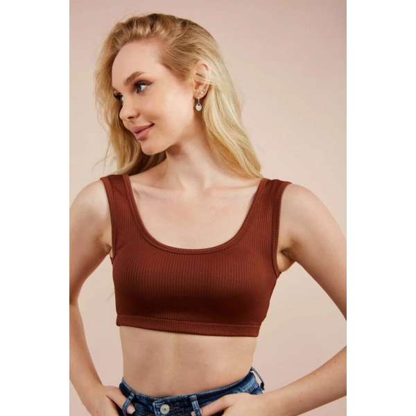 Kadın Kahvee Seamless Atlet