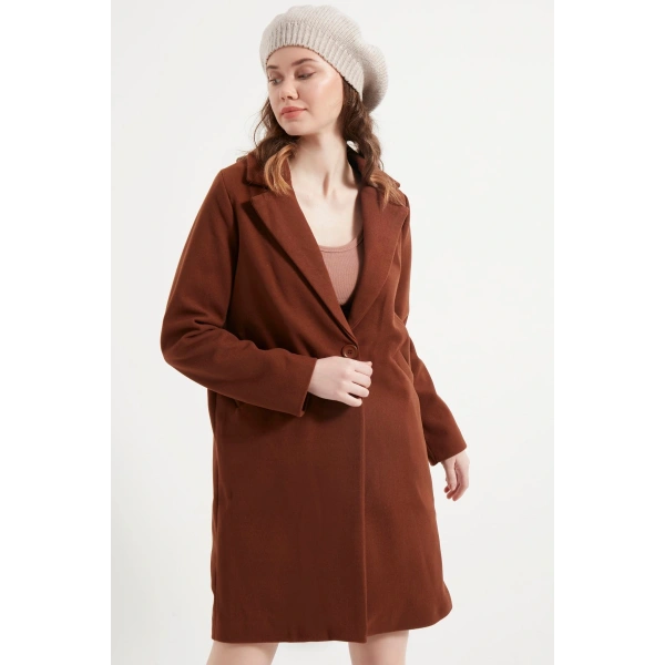 Kadın Çikolata Kaşe Kaban