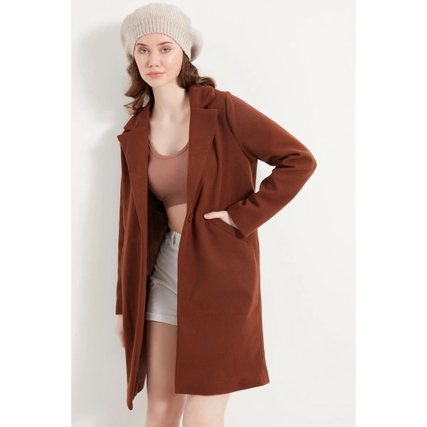 Kadın Çikolata Kaşe Kaban