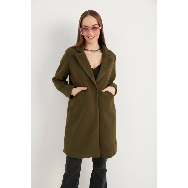 Kadın Haki Kaşe Kaban