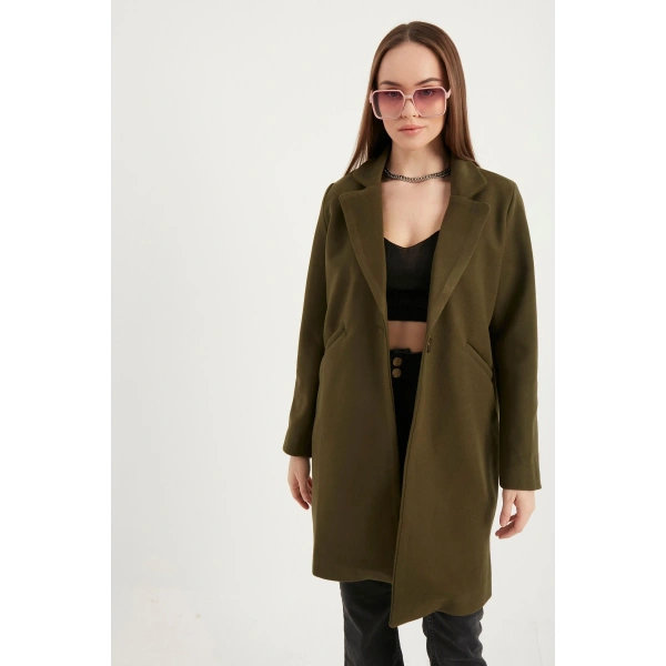 Kadın Haki Kaşe Kaban