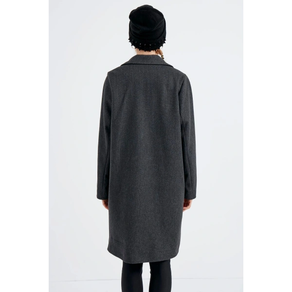 Kadın Antrasit Kaşe Kaban