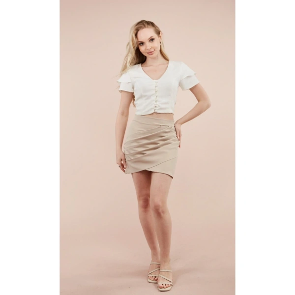 Kadın Drapeli Mini Etek