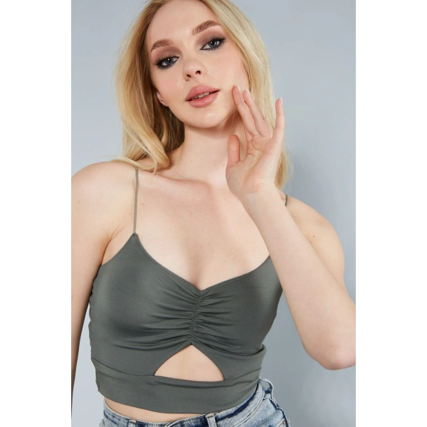 Kadın Göğüs Detaylı Ip Askılı Büstiyer