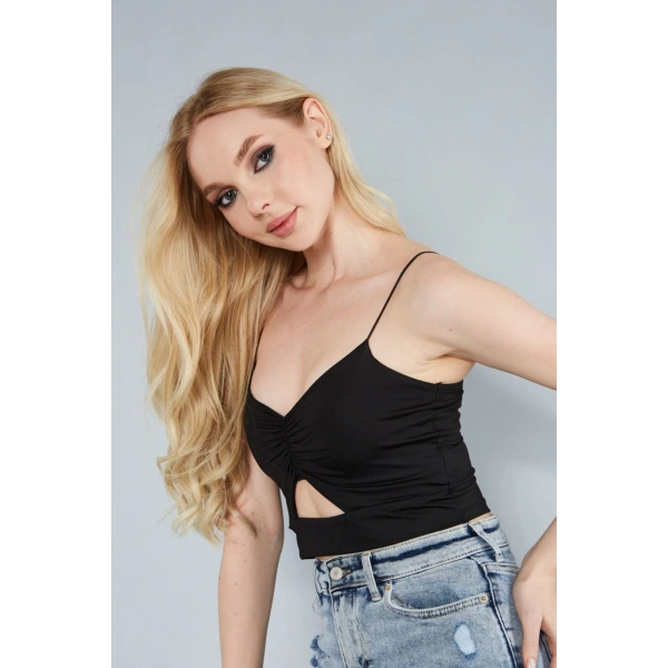 Kadın Göğüs Detaylı Ip Askılı Büstiyer