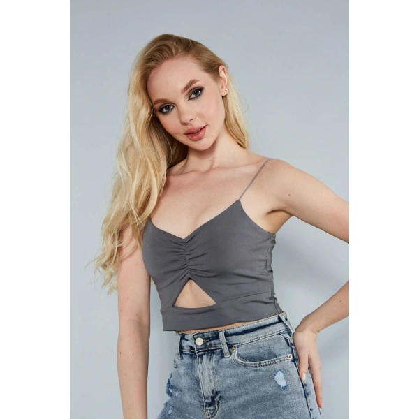 Kadın Göğüs Detaylı Ip Askılı Büstiyer